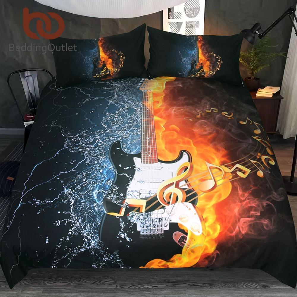 Bass Guitar 3D Printed et Fire And Water Bedclothes Music Vivid Home Textiles3D Customized Duvet Cover Bedding Sets