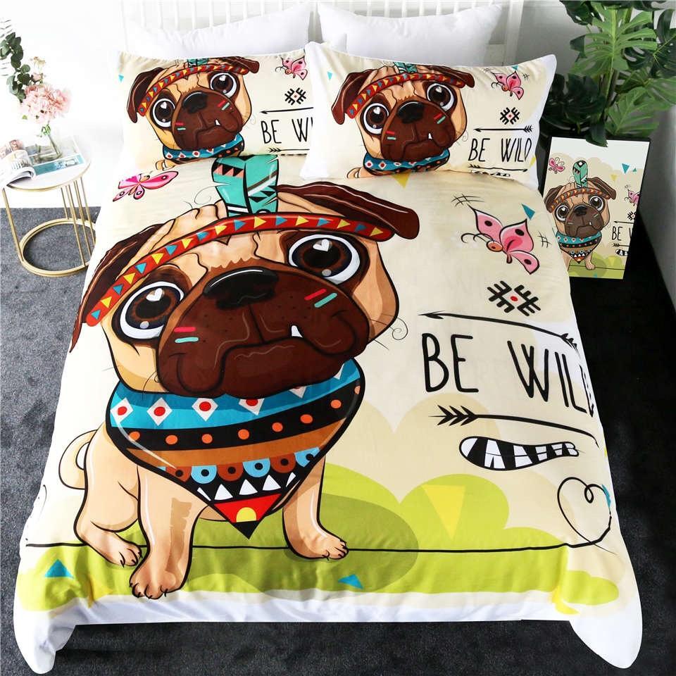 Be Wild Pug 3D Customized Duvet Cover Bedding Sets