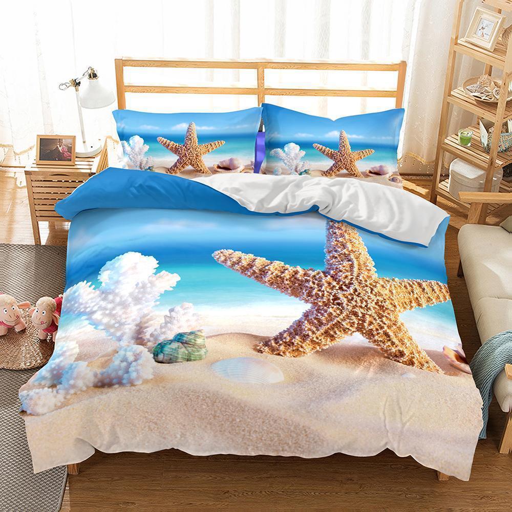Bedding-3D Natural Scenery Starfish Printed Bedding Sets Duvet Cover Set
