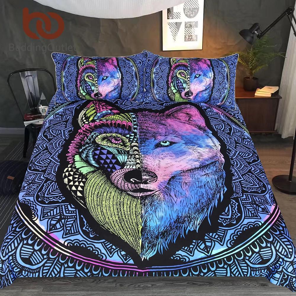 Bedding Outlet Colorful Wolf Bedding Set 3-Piece
