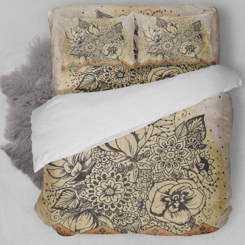 BEIGE FLORAL BEDDING SET