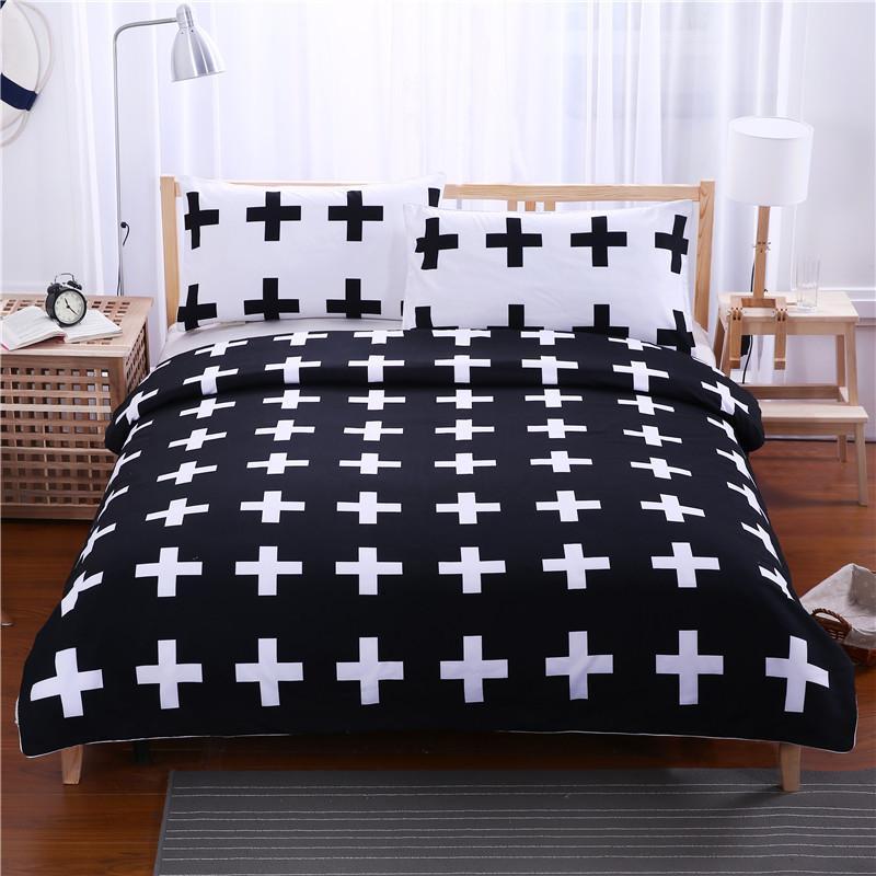 Black and White Crosses Bedding Set