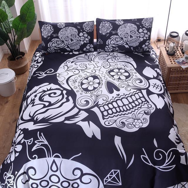 Black and white skull Bedding Set Duvet