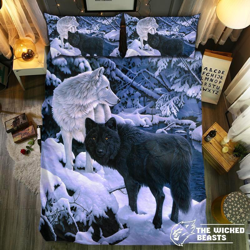 Black And White Wolf3D Customized Duvet Cover Bedding Sets