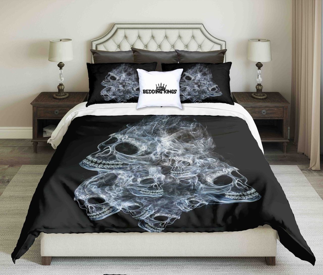 Black Backgroundmokykull Design | kings3D Customized Duvet Cover Bedding Sets