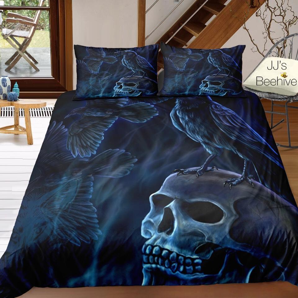 Black Crow &kull 3D Customized Duvet Cover Bedding Sets