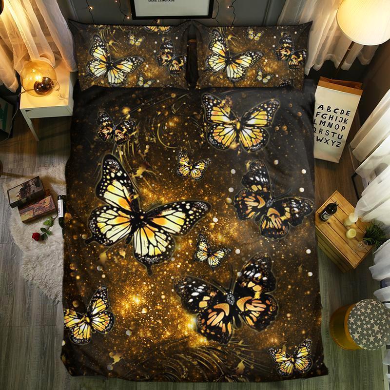 Black Golden Butterfly3D Customized Duvet Cover Bedding Sets