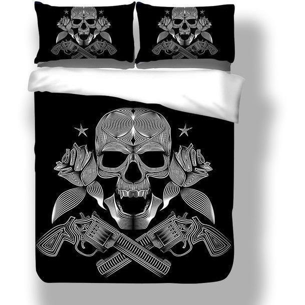 Black Skeleton Death’s-Head & Pistol Bedding Set