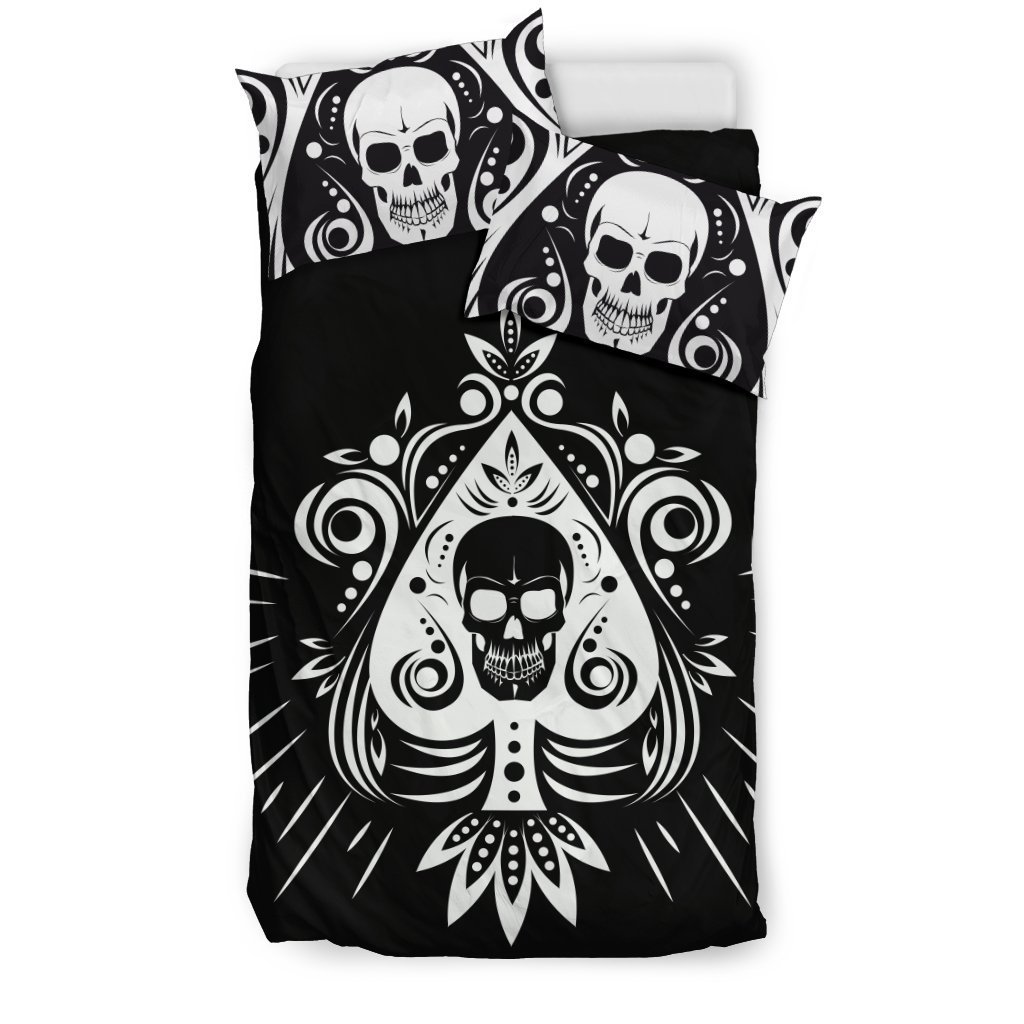 Black Skull Tattoo Design Bedding Set