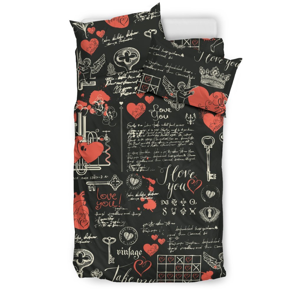 Black Valentine’s Day 3D Customized Duvet Cover Bedding Sets