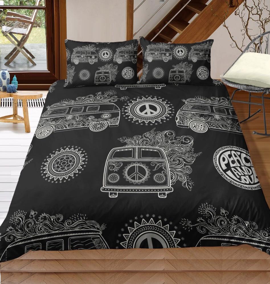 Black & White Combi Van Mandala 3D Customized Duvet Cover Bedding Sets