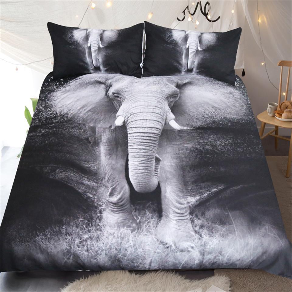 Black & White Elephant 3D Customized Duvet Cover Bedding Sets