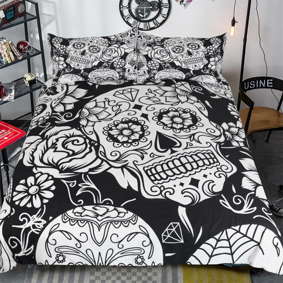 Black & Whiteugarkull 3D Customized Duvet Cover Bedding Sets