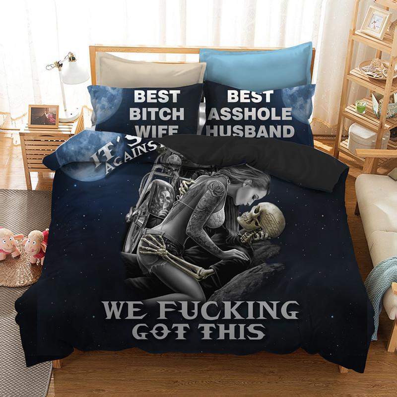 Blackkull queenize 3d Couple kissingkull printed Bed3D Customized Duvet Cover Bedding Sets