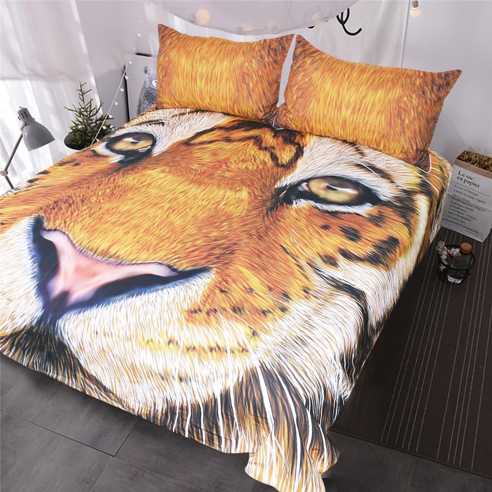 BlessLiving 3D et Brown Tiger Face Drawing Teens Kids Vivid Colored Big Cat Wild Animal for Adults3D Customized Duvet Cover Bedding Sets