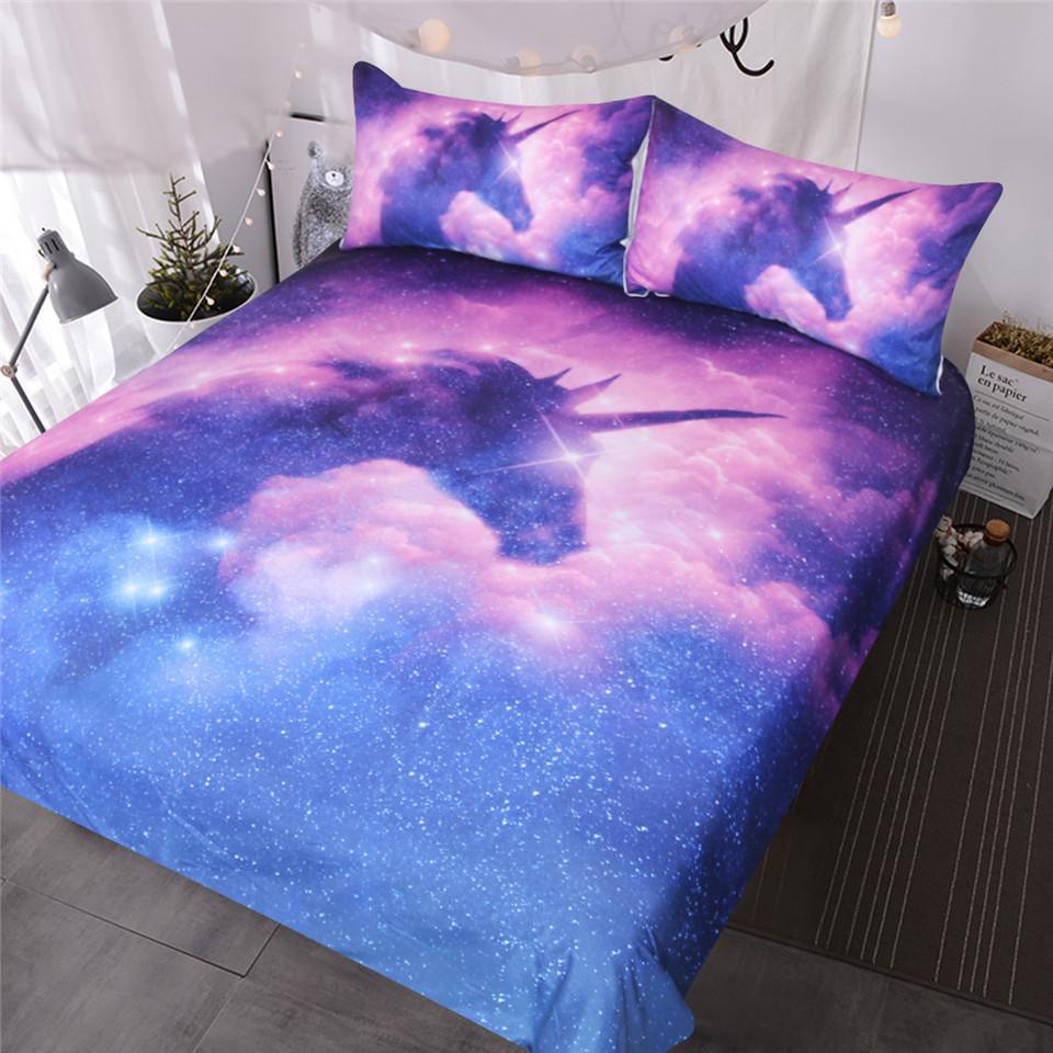 BlessLiving Galaxy Unicorn Kids Girls Outerpace et3D Customized Duvet Cover Bedding Sets