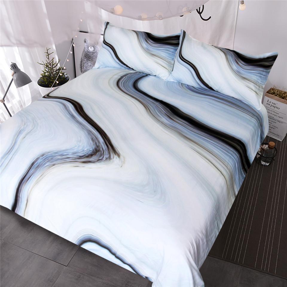 BlessLiving Marble Black White Gray et Rock Bed Cover Nature Inspired Abstract Bedspreads Queen3D Customized Duvet Cover Bedding Sets