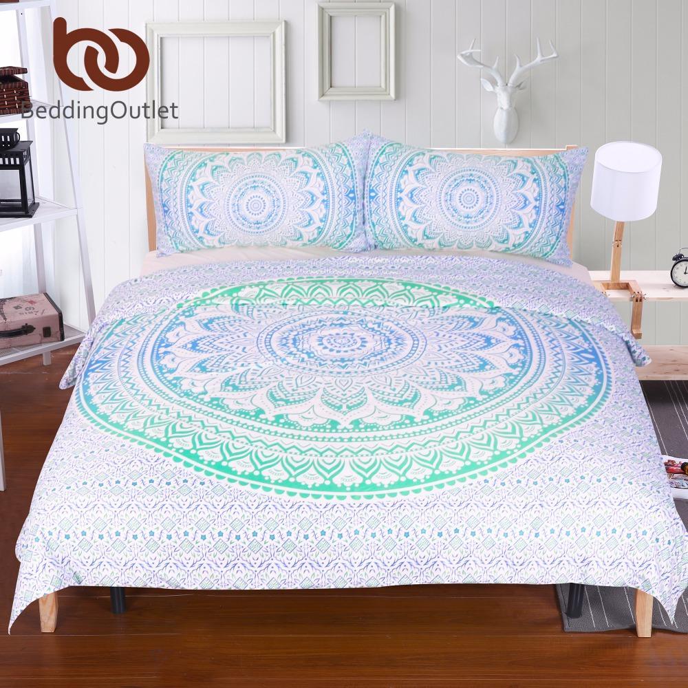 Blue and Green Mandala Flower3D Customized Duvet Cover Bedding Sets