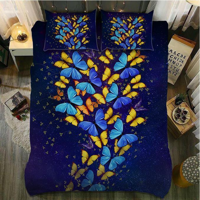 Blue And Yellow Butterfly3D Customized Duvet Cover Bedding Sets