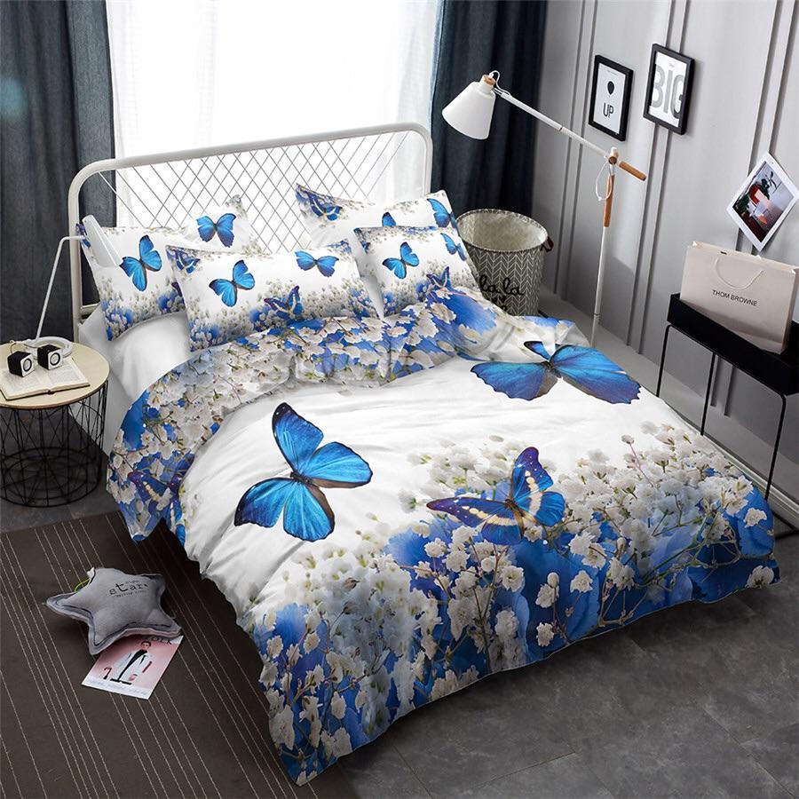 Blue Butterflies 3D Customized Duvet Cover Bedding Sets