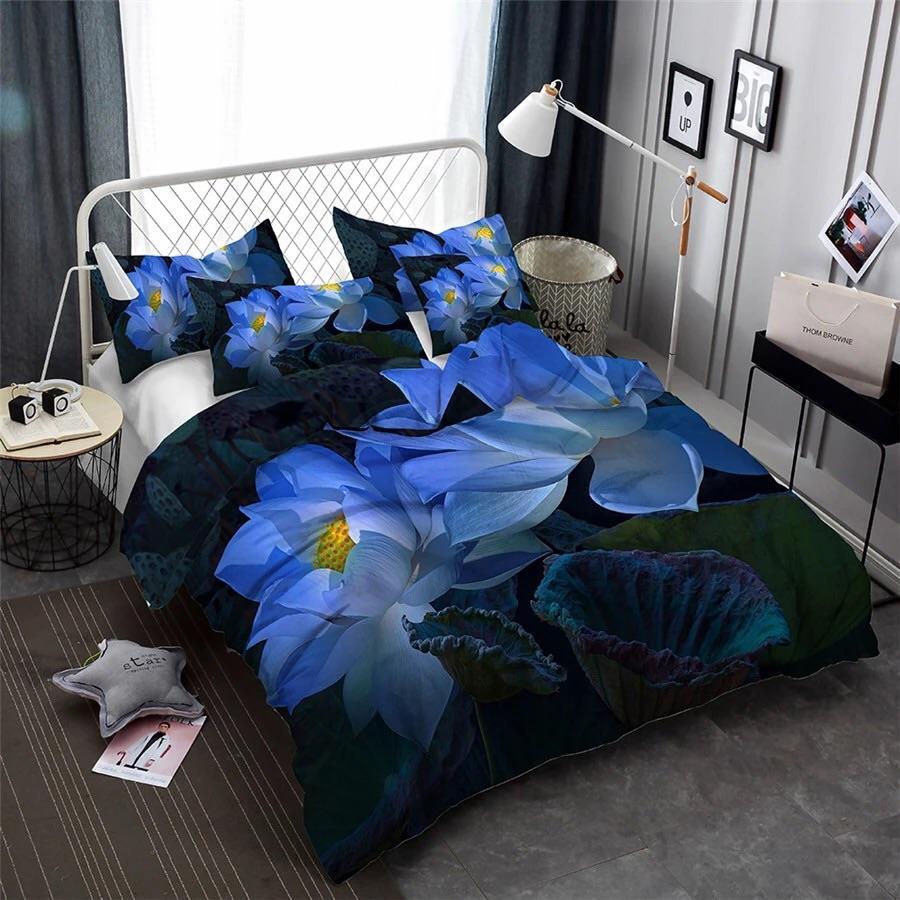 Blue Flower 3D Customized Duvet Cover Bedding Sets