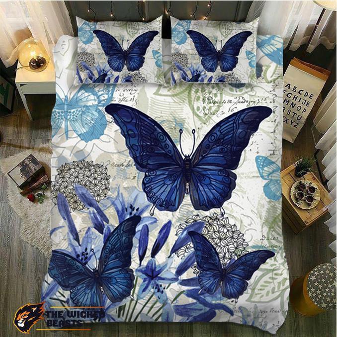 Blue Lily Viceroy Butterfly3D Customized Duvet Cover Bedding Sets