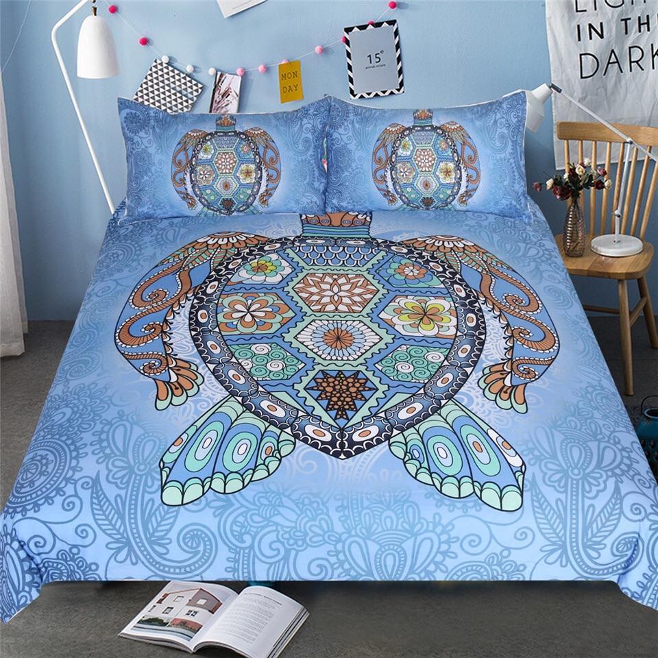 Blue Mandala Turtle 3D Customized Duvet Cover Bedding Sets