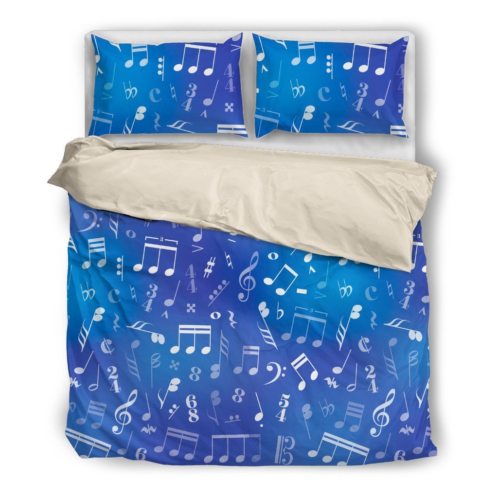 Blue Music Notes 3D Customized Duvet Cover Bedding Sets