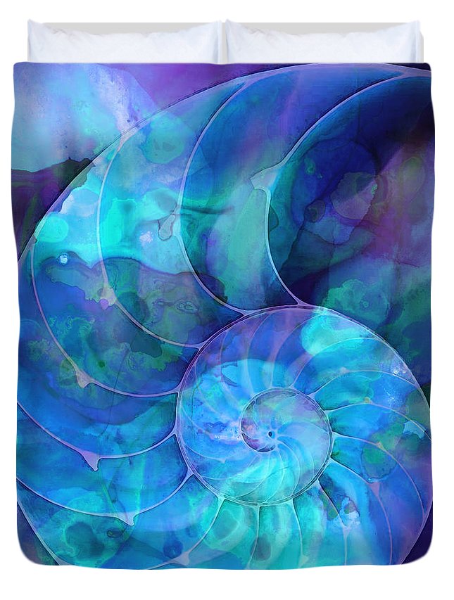 Blue Nautilus Shell By Sharon Cummings 3D Customized Duvet Cover Bedding Sets