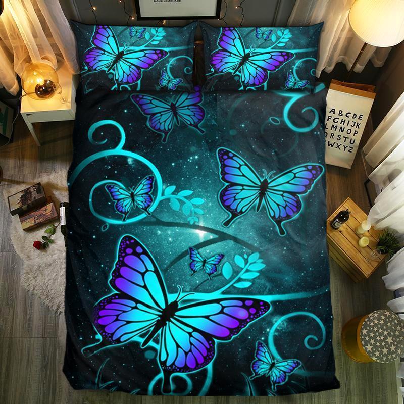 Blue Purple Ombre Butterfly3D Customized Duvet Cover Bedding Sets