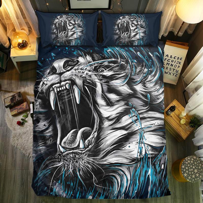 Blue Roaring Tiger3D Customized Duvet Cover Bedding Sets