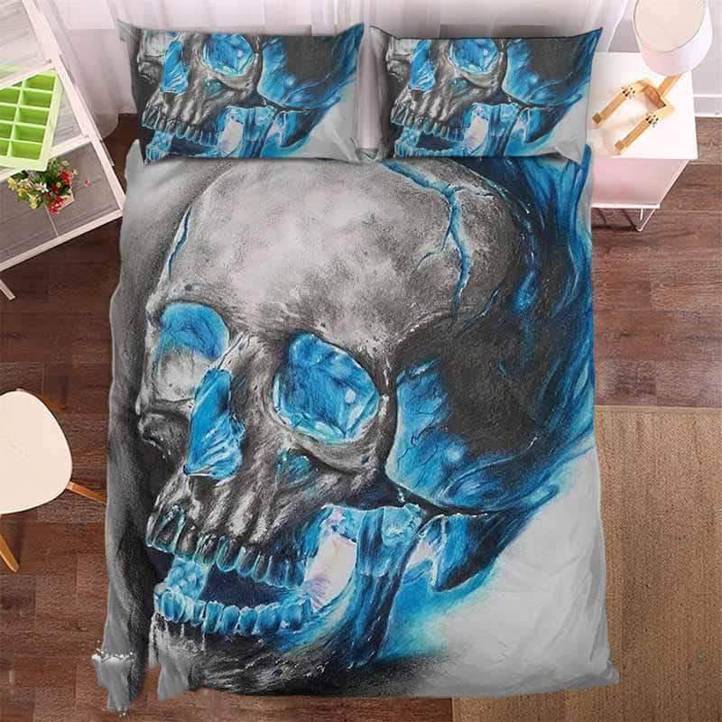 Blue Smoke Skull 3D Customized Duvet Cover Bedding Sets
