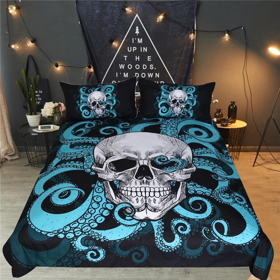 Blue Tentacles Octopus &kull 3D Customized Duvet Cover Bedding Sets