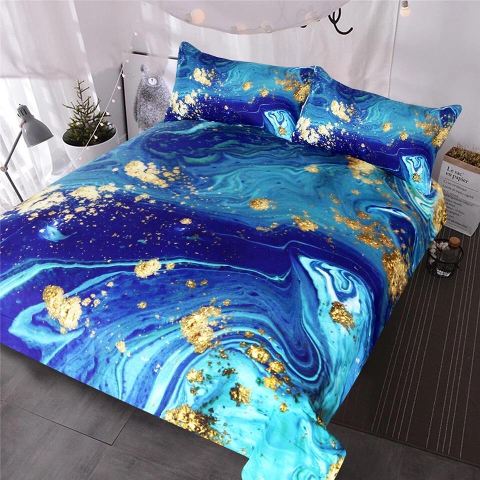 Blue Turquoise Marble 3D Customized Duvet Cover Bedding Sets