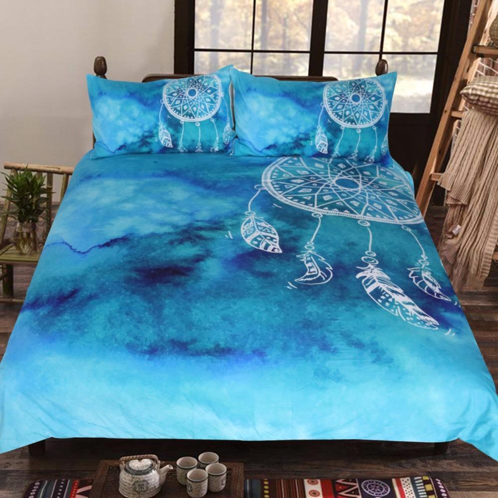 Blue Watercolor Dreamcatcher ART HOP 3D Customized Duvet Cover Bedding Sets
