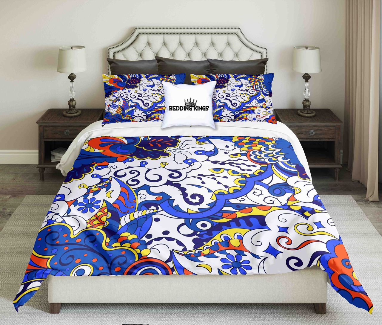 Blue White Ornamental Design | kings3D Customized Duvet Cover Bedding Sets
