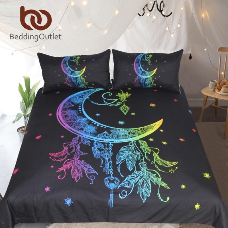 Bohemian Moon Rainbow Color Mandala et Queenize Flower Printed Home Textiles 3D Customized Duvet Cover Bedding Sets
