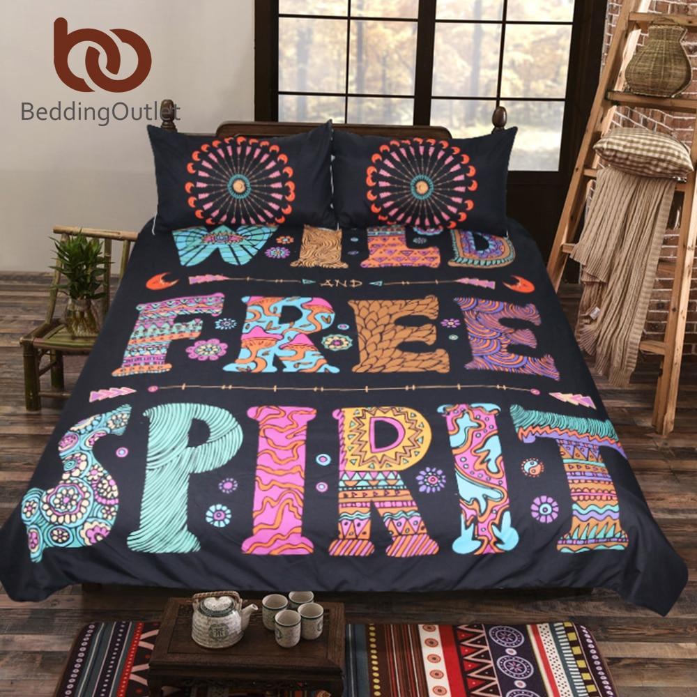 Bohemian Queen Mandala ingle Colored Letters Printed Bed Cover Boho Bedclothes 3D Customized Duvet Cover Bedding Sets