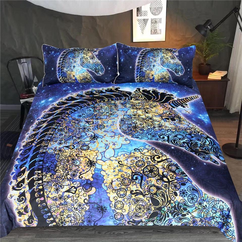 Boho Unicorn Mandala 3D Customized Duvet Cover Bedding Sets