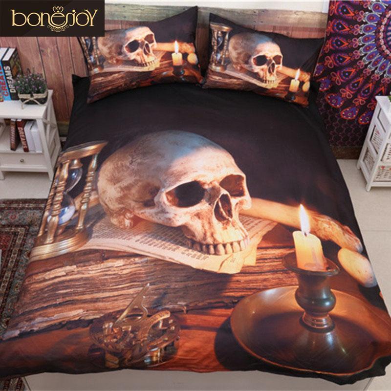Bonenjoy 3Dkull Queenize Polyester Cotton heetkull With Candle3D Customized Duvet Cover Bedding Sets