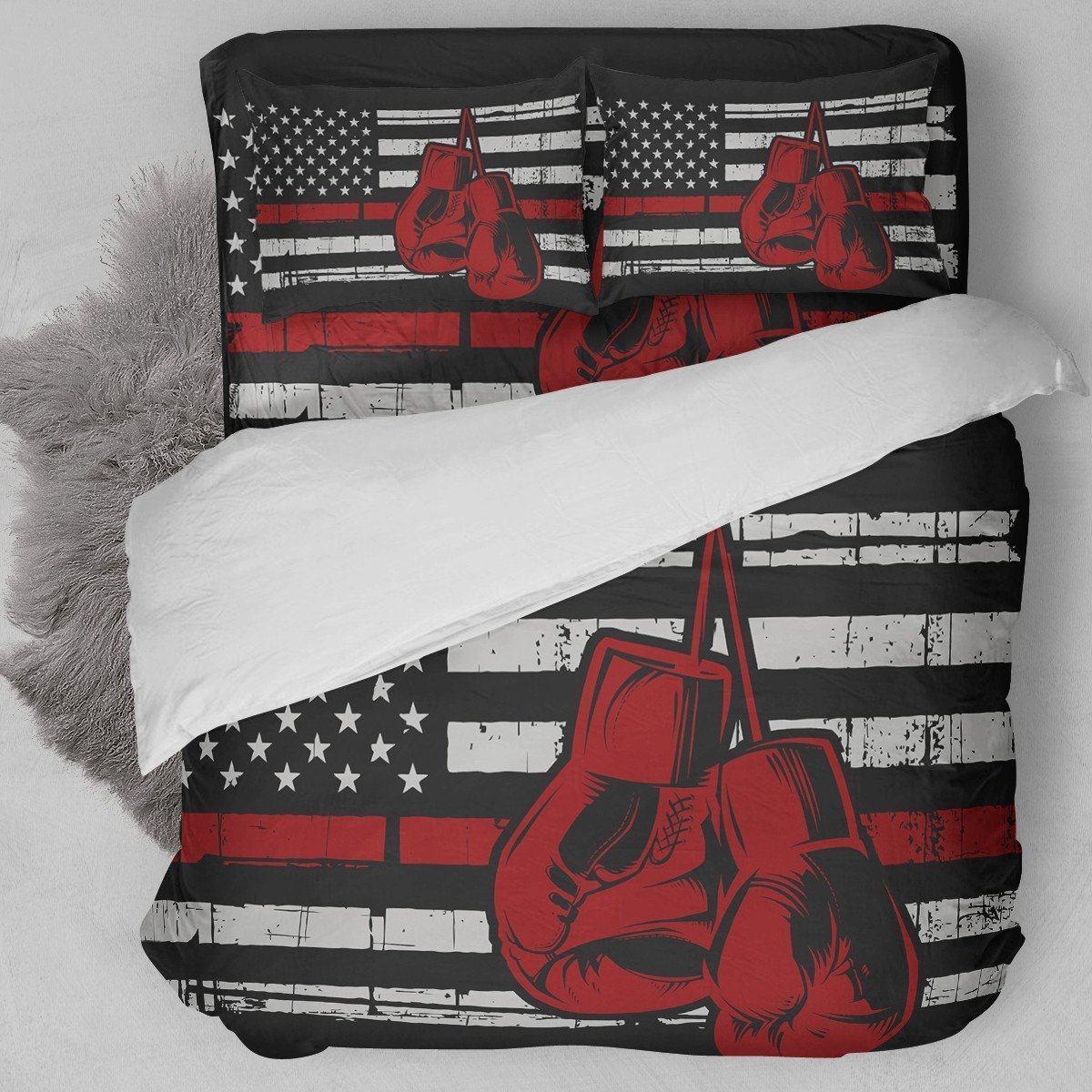 Boxing American Flag Red A Bedding Set