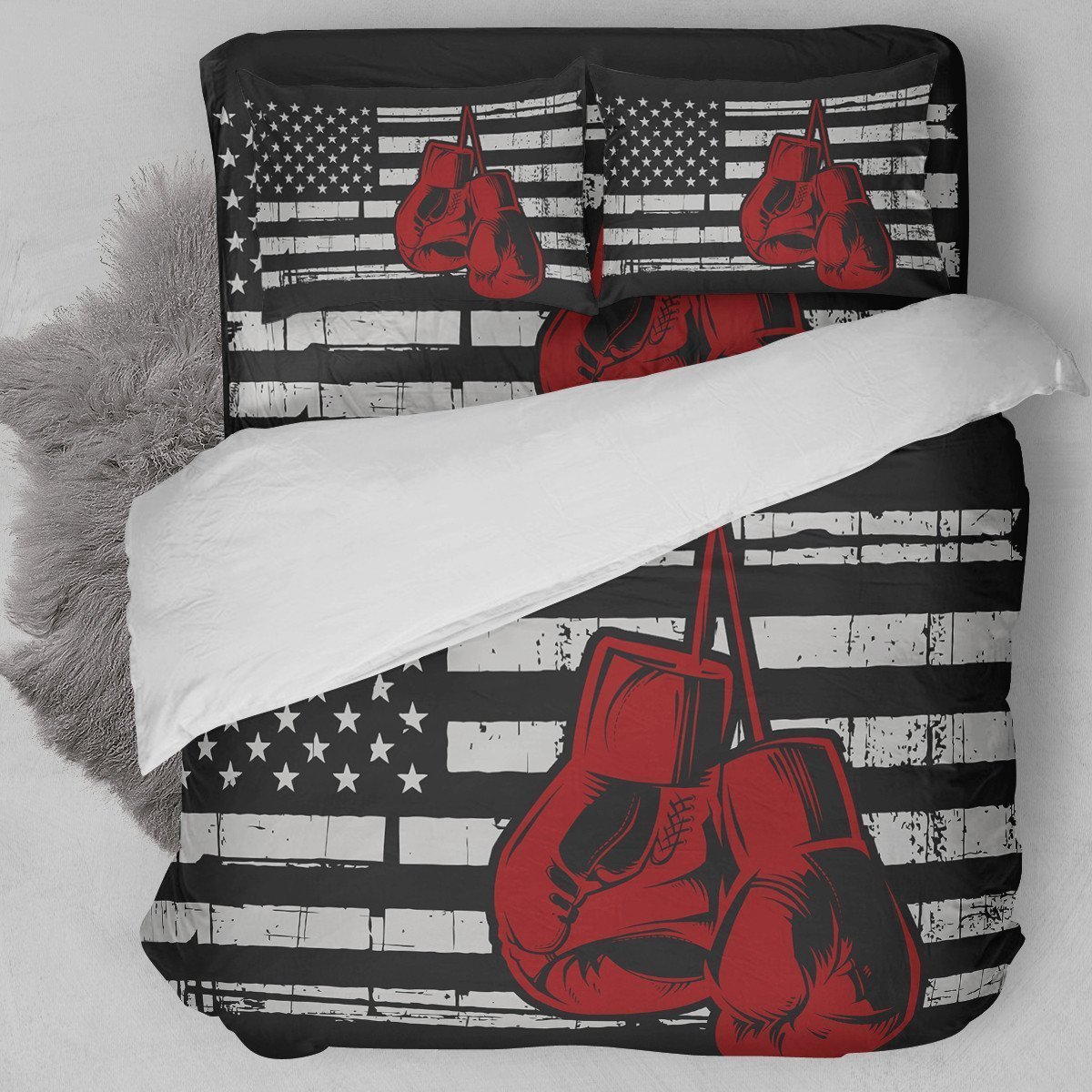 Boxing American Flag Red B Bedding Set