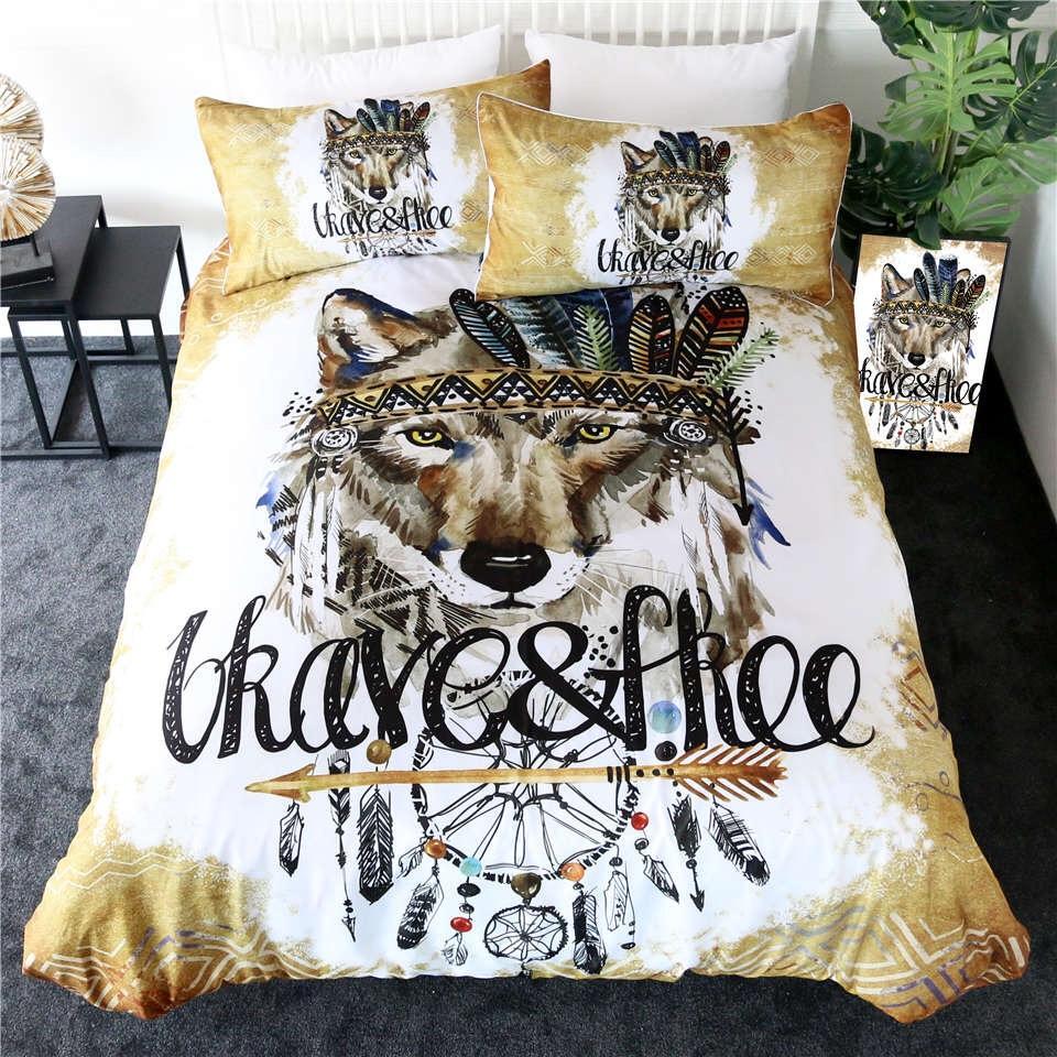 Brave & Easy Wolf 3D Customized Duvet Cover Bedding Sets