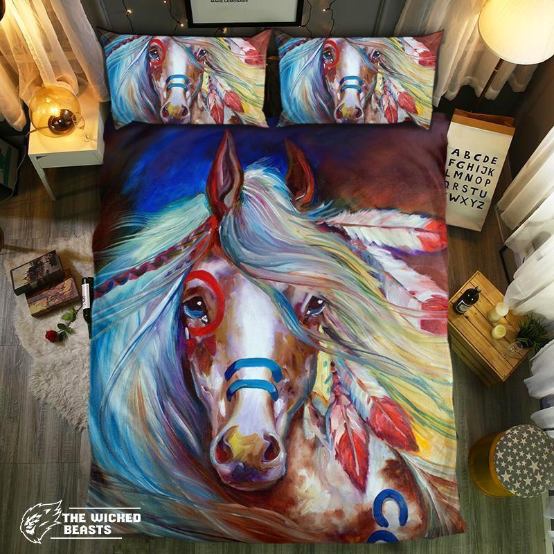 Brave Indian Horse3D Customized Duvet Cover Bedding Sets