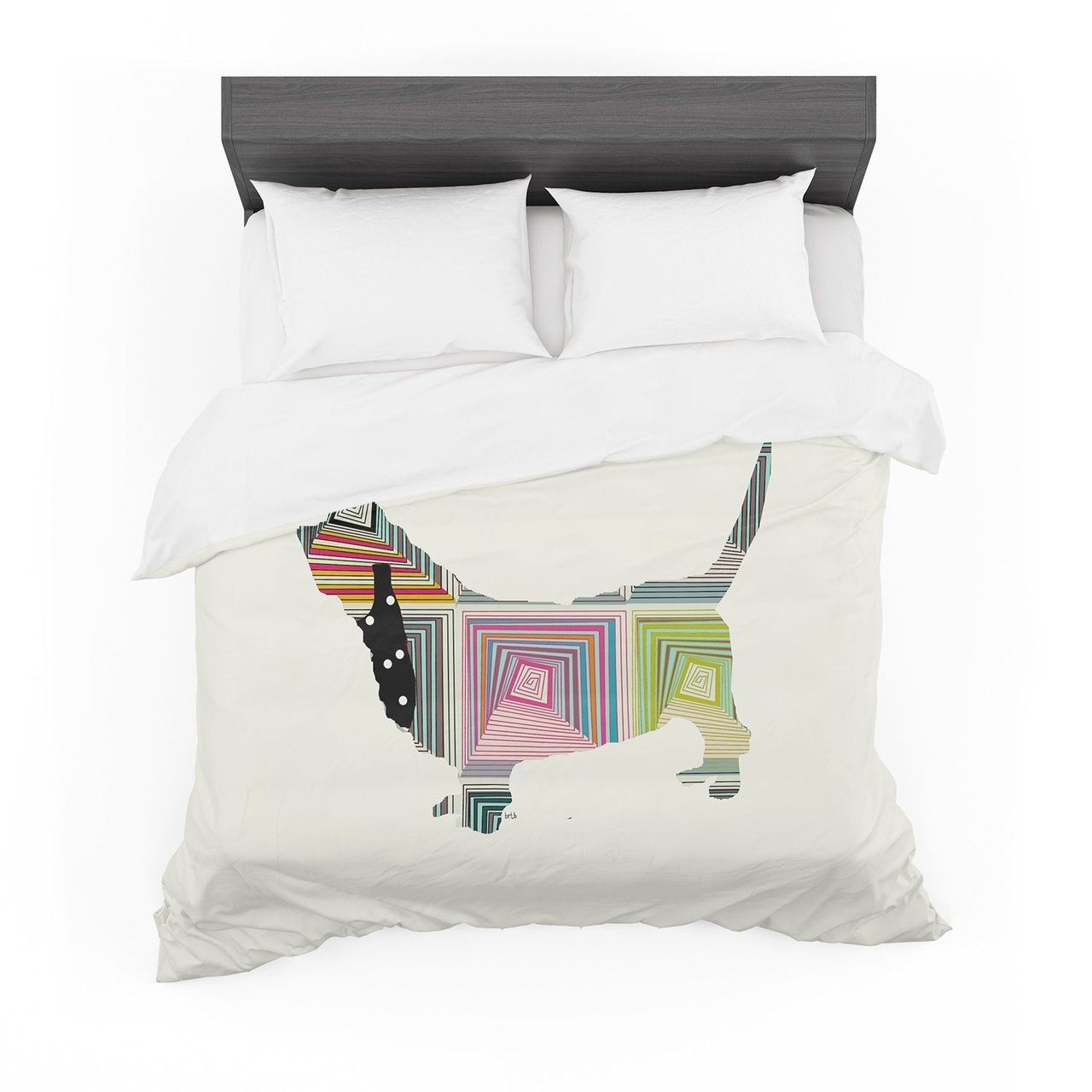 Bri Buckley ‘Basset’ White Rainbow Featherweight3D Customized Duvet Cover Bedding Sets