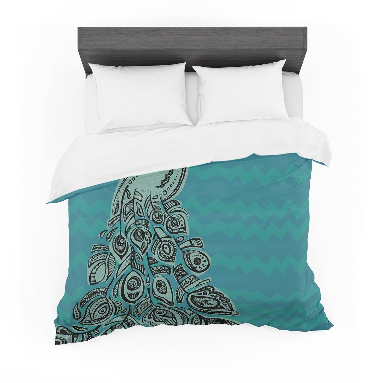 Brienne Jepkema ‘Peacock Blue II’ Teal Green Featherweight3D Customized Duvet Cover Bedding Sets