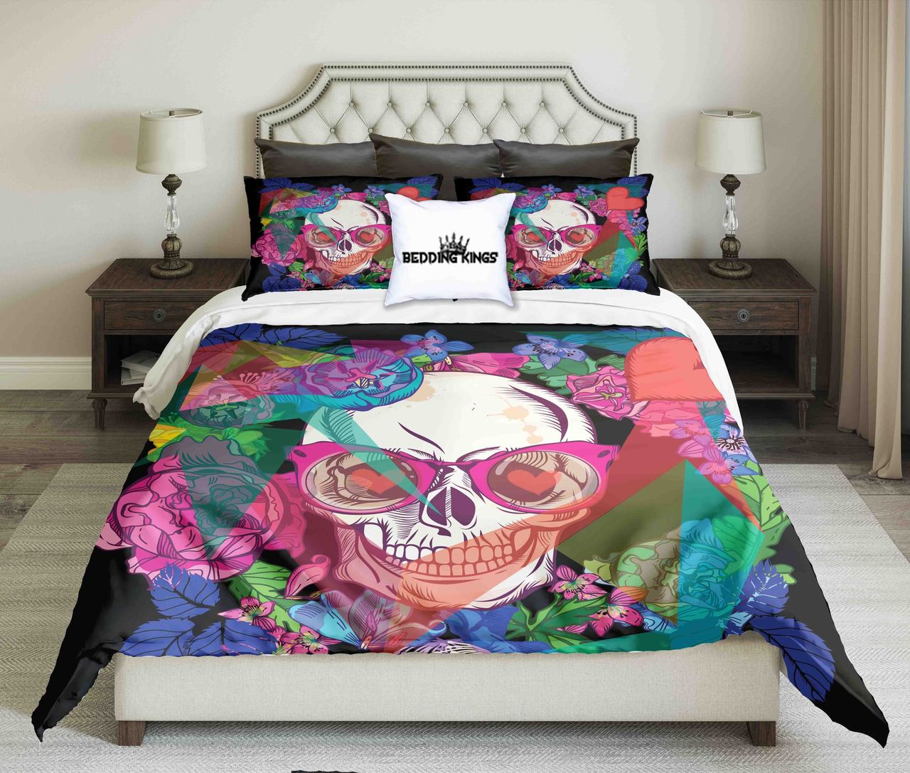 Bright Colours Geometric And Flowers Paternkull Design | kings3D Customized Duvet Cover Bedding Sets
