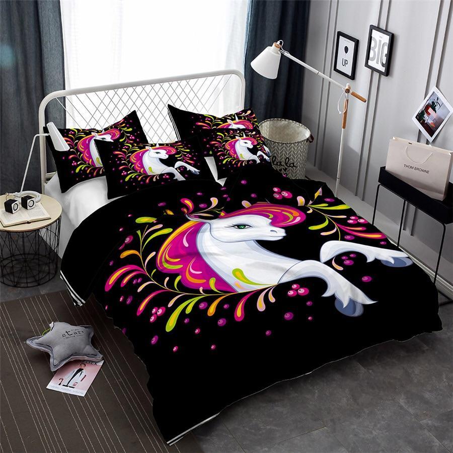 Bright Unicorn 3D Customized Duvet Cover Bedding Sets