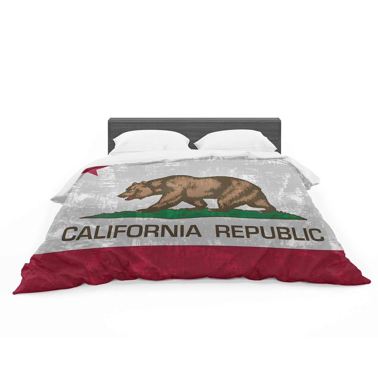 Brucetanfield ‘California Flag’ Gray Red Featherweight3D Customized Duvet Cover Bedding Sets
