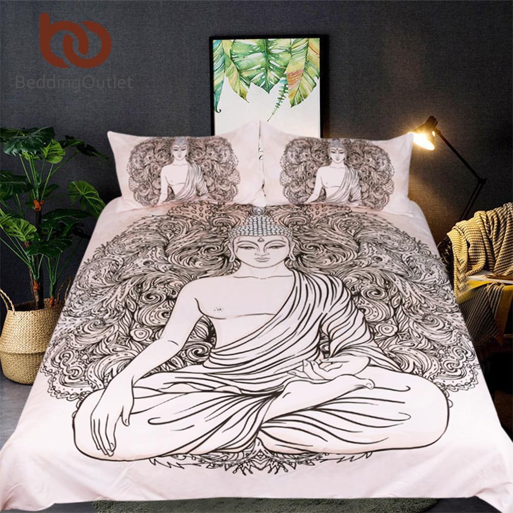 Buddha Printed Queen India Bed Cover Peceful Meditating Bedclothes3D Customized Duvet Cover Bedding Sets